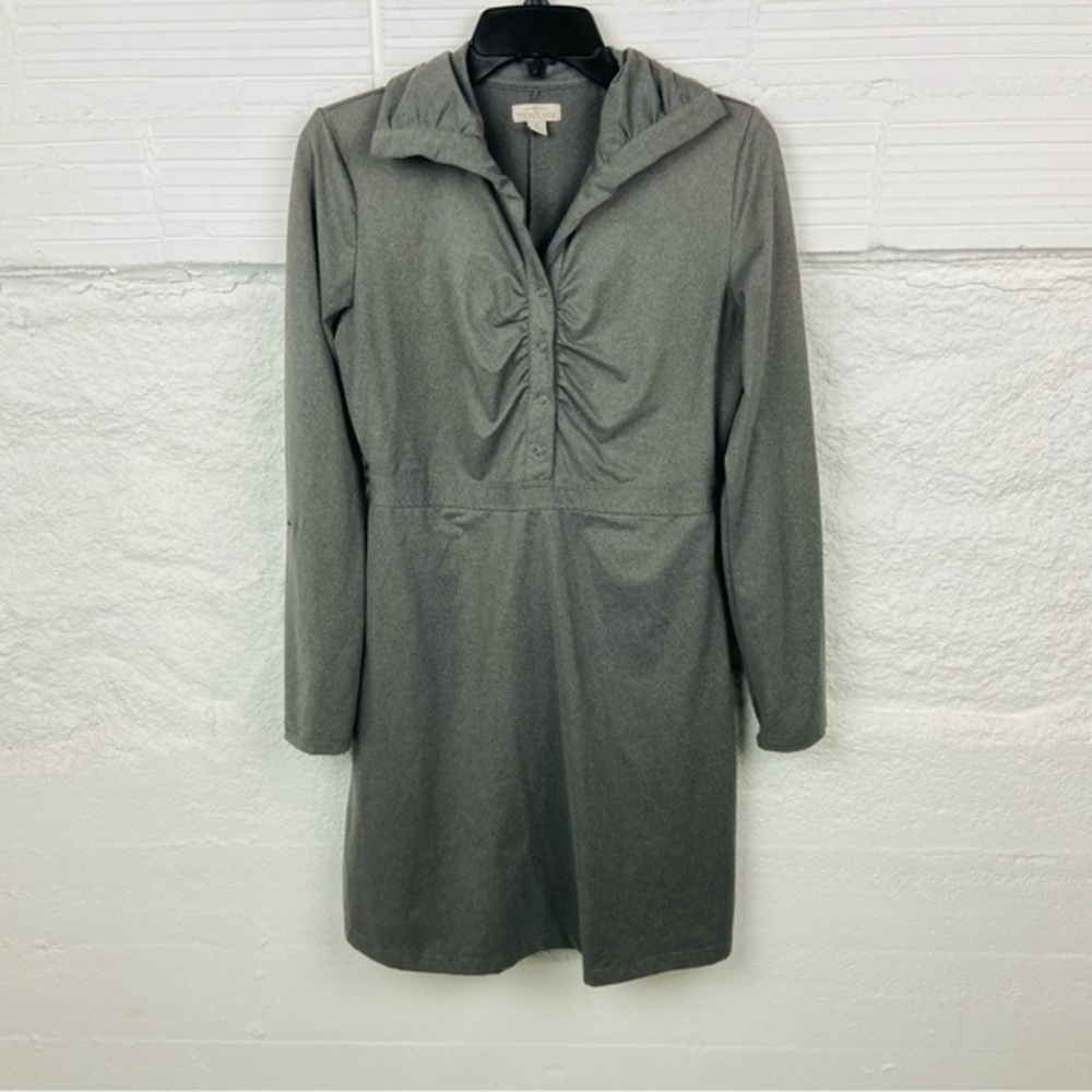 TEHAMA gray long sleeve button front comfy mini stretch dress size small